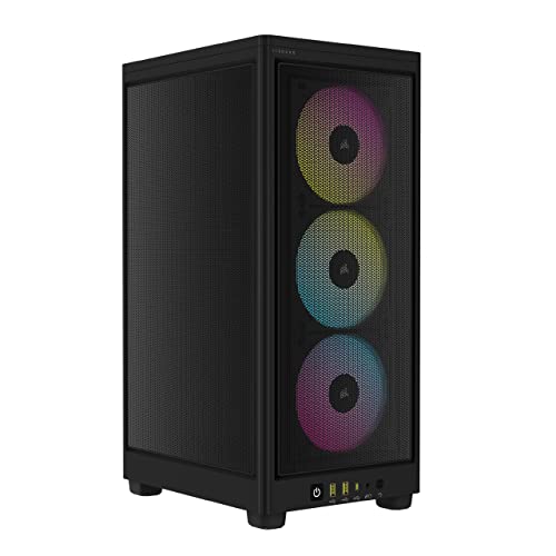 Corsair iCUE 2000D RGB AIRFLOW Mini-ITX PC Case - Mini-ITX Form-Factor - Steel Mesh Panels - Three-Slot GPU Support - 3x AF120 RGB SLIM Fans Included - iCUE Lighting Node CORE Controller - Black
