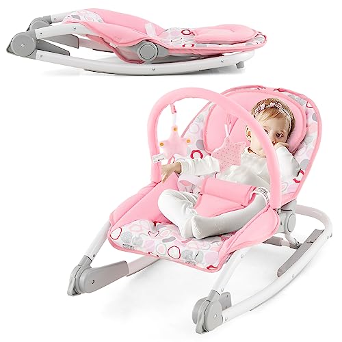 GYMAX Foldable Baby Rocker