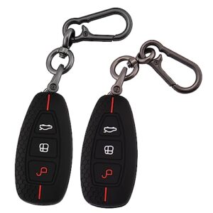 ERMWALR Car Key Cover Compatible with Ford 3 Button Fiesta Focus C-Max Galaxy B-Max Grand C-Max Kuga Mondeo S-Max Smart Car Remote Key Fob Case 2 Pack (Frd-3-BB)