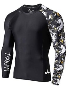 LAFROI Men's Long Sleeve UPF 50+ Baselayer Skins Performance Fit Compression Rash Guard-CLYYB