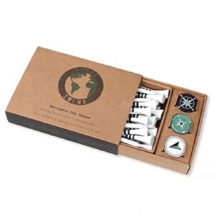 Green Swing Bamboo Golf Tees & Compass Ball Markers | Navigate the Green | Golf Gift Se