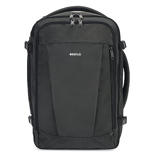 ECOHUB Ryanair Cabin Bag 40x20x25 Underseat Travel Bag 13 Pockets Hand Luggage Backpack Recycled PET Eco Friendly Rucksack for Women & Men Carry on Bag with USB Port