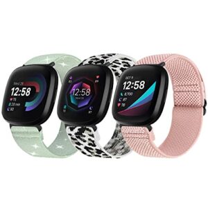 TumpCez Elastic Nylon Strap Compatible with Fitbit Versa 4/Fitbit Sense 2/Fitbit Versa 3/Fitbit Sense