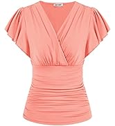 GRACE KARIN Women's Surplice V-Neck Tunic Tops Casual Slim Fit Long Lantern Sleeves Vintage Shirt...