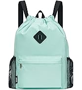 WANDF Drawstring Backpack Sports Gym Bag with Shoes Compartment, Water-Resistant String Backpack ...