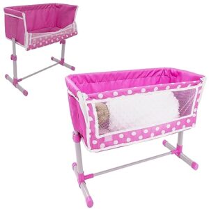 Dolly Tots Beside Me Bedside Cot | Pink Fold Down Bedside Crib Toy | Dolls Nursey Cot | Doll Accessory Toys | Dolls Nursery Pushchair & Pram Toys For Kids | 3+