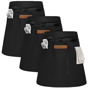 Riqiaqia 3 Pack Waitress Apron with 3 Pockets