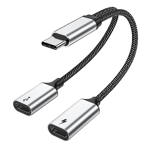 MOGOOD USB C Splitter USB C to USB C Female Adapter USB Y Splitter Cable(NOT for Monitor) USB C Male to 2USB-C Female Cord Double USB C Port Hub USB C Charging Split Adapter for Mac