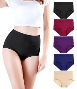 wirarpa Ladies Knickers Cotton Full Briefs High Waisted Underwear Panties for Women Multipack