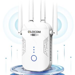 QLOCOM WiFi Extender Booster 1200Mbps WiFi Booster Range Extender 5GHz & 2.4GHz Dual Band WiFi Repeater for Home