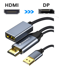 8K HDMI to DisplayPort Adapter, Active HDMI 2.1 to DP 1.4 Converter with USB Power, 8K@30Hz 4K@120Hz