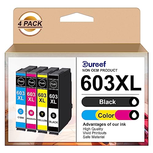 603XL Ink Cartridges Multipack Replacement for Epson 603 XL for Expression Home XP-3100 XP-4100 XP-2100 XP-2105 XP-3105 Workforce WF-2810 WF-2830 WF-2835 WF-2850 Printer (B/C/M/Y
