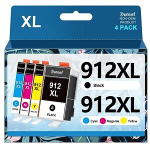 912XL Ink Cartridges Multipack Replacement for HP 912 XL Ink Cartridges for OfficeJet 8010 8012 8013 8014 8015 8017 8018 OfficeJet Pro 8022 8023 8024 8025 Printer (Black/Cyan/Magenta/Yellow