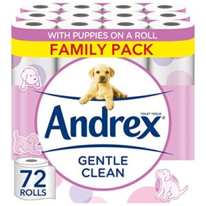 Andrex Gentle Clean Toilet Rolls - 72 Toilet Roll Pack (2-ply)  - Bulk Buy Toilet Rolls - Gentle and Soft on Your Family's Skin - Dermatologically Tested