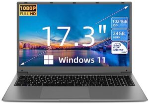 SGIN 17.3 Inch Laptop Windows 11 24GB RAM 1024GB SSD Storage
