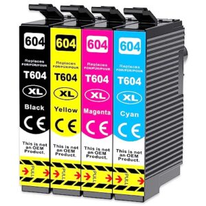 4 Pack 604XL Ink Cartridges multipack Compatible with Epson 604 XL Ink Cartridges for Epson Expression Home XP 2200 XP 2205 XP 3200 XP 4200 Workforce WF-2910DWF WF-2930DWF WF-2935DWF WF-2950DWF