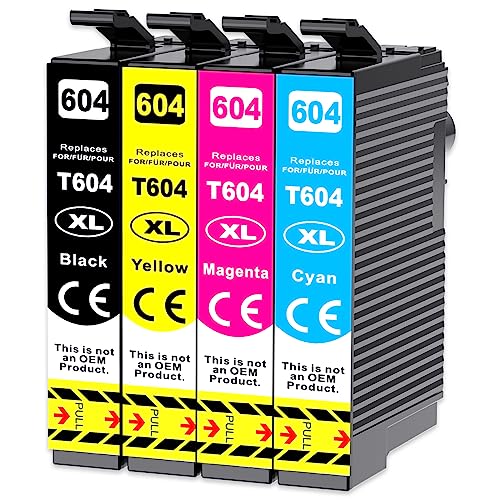 4 Pack 604XL Ink Cartridges multipack Compatible with Epson 604 XL Ink Cartridges for Epson Expression Home XP 2200 XP 2205 XP 3200 XP 4200 Workforce WF-2910DWF WF-2930DWF WF-2935DWF WF-2950DWF