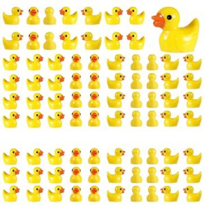Heyu-Lotus 100 Pcs Mini Resin Ducks Figures