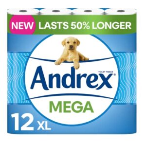 Andrex Classic Clean Mega Toilet Roll - 12 Mega XL Rolls - Same Quality Toilet Roll