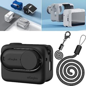 Honbobo Protective Case for Insta360 GO 3 Silicone Case Silicone Cover with Lanyard for Insta360 GO 3 Protective Accessories for Insta360 GO 3 (Black)