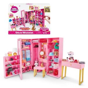 Mini Brands Mini Fashion Dream Wardrobe by ZURU with Exclusive Metallic Mini Fashion Bag and 25+ Storage Areas to Hold Doll Accessories Gift For Girls Who Love Fashion