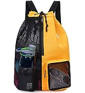 WANDF Swim Bag Mesh Drawstring Backpack with Wet Pocket for Swimming, Gym, and Workout Gear