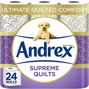 Andrex Supreme Quilts Quilted Toilet Paper - Toilet Roll Pack - 25% Thicker Than Before to Provide Ultimate Quilted Comfort with Unique Air Pocket Texture