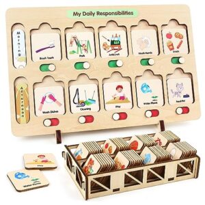 Daily Routine Visual Timetable for Children Wooden Schedule Routine Chart Now and Next Board for Kids Autism Sensory Equipment for Home School