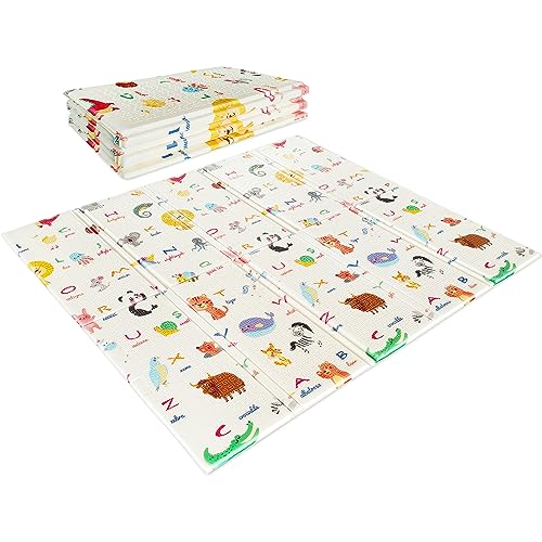 2CM Folding Wild Life Baby Play Mat,Thick Padded XPE Baby Crawl Mat,2 Side Toys Play Mat, Waterproof ,Safe