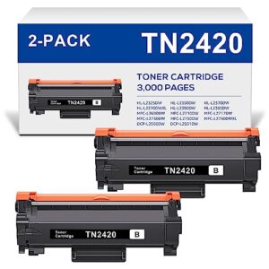 TN2420 TN-2420 Toner Cartridge Replacement for Brother TN2420 TN2410 TN-2410 Compatible for Brother HL-L2350DW MFC-L2710DW DCP-L2530DW DCP-L2510D MFC-L2750DW HL-L2370DN HL-L2310D HL-L2375DW (2 Black)