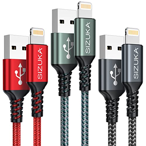 iPhone Charger Cable 2M/6.6FT 3Pack Lightning Cable Apple Charger Nylon Braided Fast iPhone Cable Lead Charging Cable for iPhone 14 13 12 11 Pro Max XR XS X 8 7 6s 6 Plus 5s SE and More