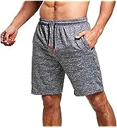 JustSun Mens Shorts with Zip Pockets Running Gym Lightweight Quick Dry Casual Shorts