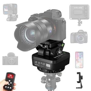Soonpho M4 Tripod Camera Panorama Head Remote Control Pan Tilt Motorized Head 360 Degree Electric Erectable with Phone Clamp and Remote Control for DSLR Cameras