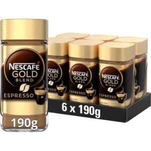 Nescafé Gold Blend Espresso | Instant Coffee | 190g | 6 Pack | 633 Cups