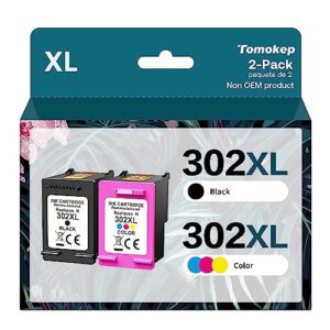 Tomokep Remanufactured 302XL Ink Cartridges Replace for HP 302 Ink Cartridges Combo pack