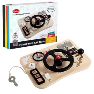 Montessori Toys Steering Wheel Wooden Busy Board for Toddlers