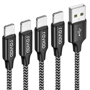 RAVIAD iPhone Charger Cable Lightning Cable [4-Pack 0.3M 1M 2M 3M] iPhone Charger Nylon Braided Fast iPhone Charging Cable Lead for iPhone13 12 11 Pro Max XR XS X 8 7 6s 6 Plus 5s SE 2020 - Black