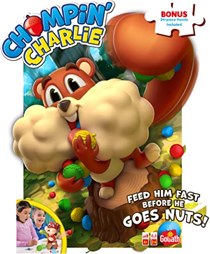 Goliath Games 919583.004 Chompin' Charlie with Bonus 24pc Jigsaw Puzzle Kids Action Games | for Ages 4+ | for 2-4 Players