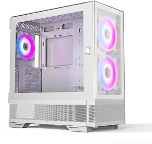 iONZ PC Gaming White Case Mid Tower ATX