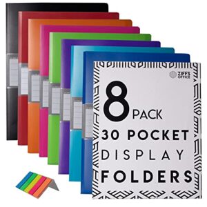 Ziffs Office® 8 x 30 Pocket A4 Display Folders - A4 Display Folders with Plastic Pockets - Display Book - Presentation Folders - 250 Sticky Labels Included - Project Folder - British Brand