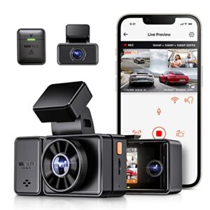 VANTRUE E3 Dash Cam 3 Channel 2.5K 5GHz WiFi GPS Front and Rear Inside 1944P+1080P+1080P Triple Dash Camera with Voice Control 160°/360° Car Camera IR Night Vision Buffered Parking Mode Support 512GB