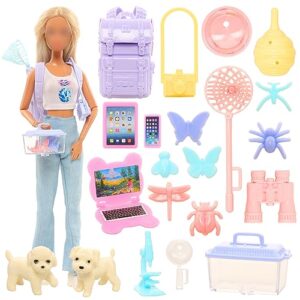 Festfun Doll Accessories Outdoor Explorer Kit Bug Hunting Kits Bag Laptop Tablet Phone Camping Accessories for 11.5 Inch Doll Playse