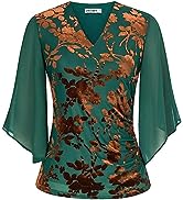GRACE KARIN Women Long Sleeve Sweetheart Blouse Wrap Ruched Autumn Tunic Shirt Casual Tops
