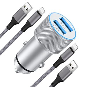 ARCCRA 2-Port iPhone Car Charger Adapter and 2x Lightning Cables