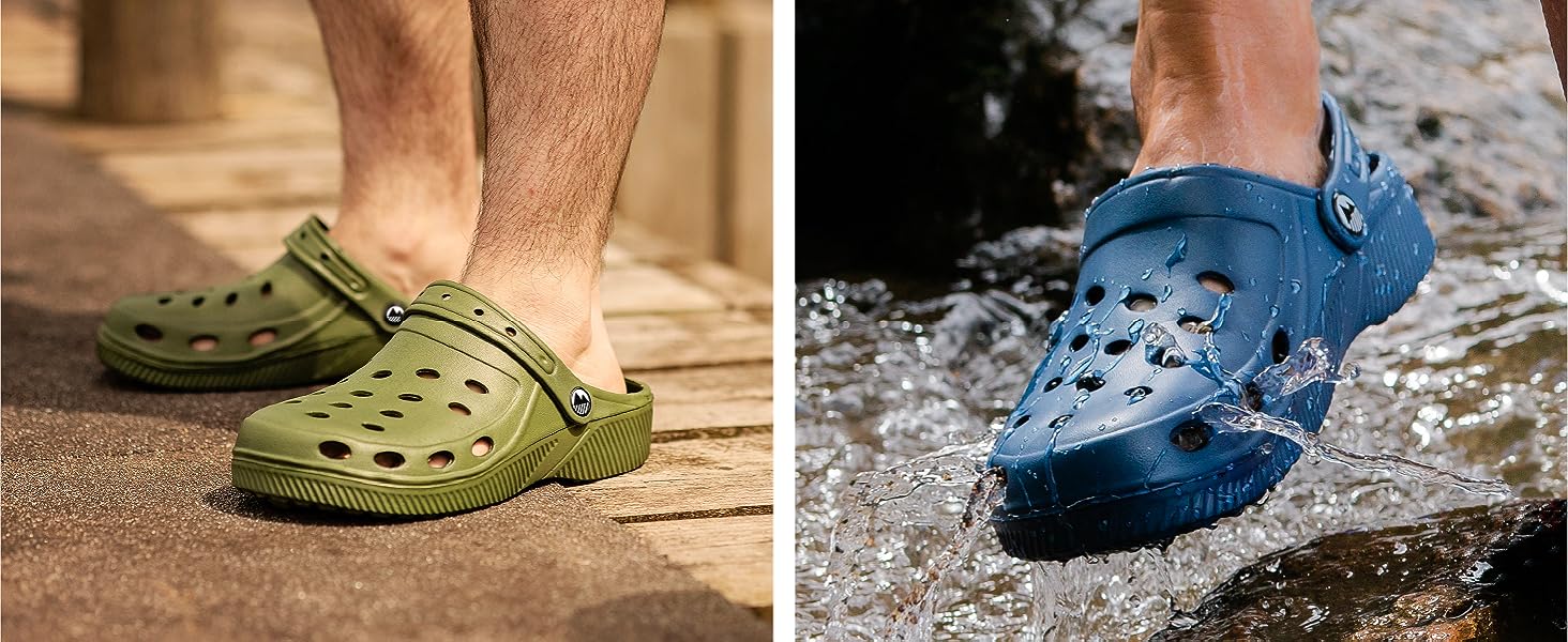 Mens beach clogs light ventilated gardening summer shoes comfortable slip-on classic durable comfy