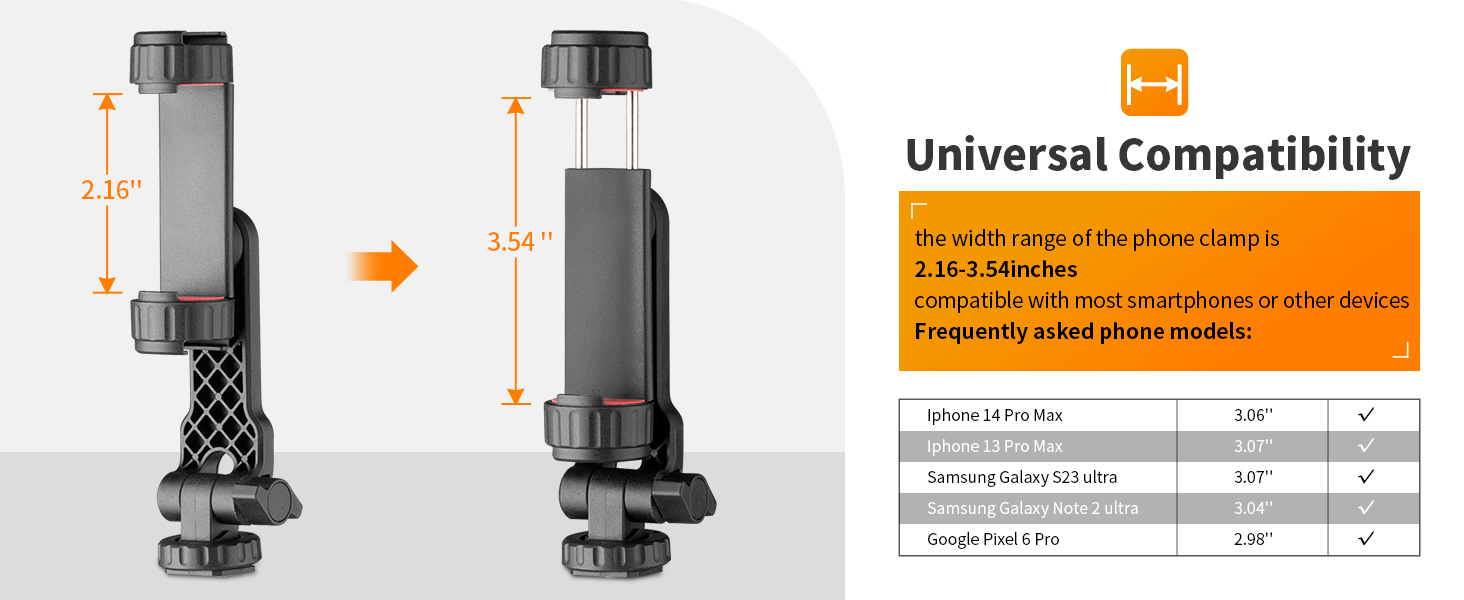 TARION Smartphone Tripod Mount Cellphone Holder 360°Rotatable Phone Clamp Adapter