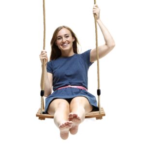 Wooden Swing Graden Wood Swing Tree Swing Seat with Adjustable Rope
