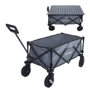Rainberg Folding Trolley on Wheels & Table on Top Cart with Adjustable Handle & Cover Bag