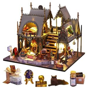 DIY Wooden Dollhouse Kit Magic Cabin Handassembled Dollhouse with LED Light Creative Building Model Toy Dolls House for Boys and Girls Gifts Prese