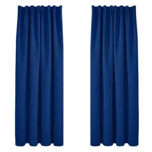 Deconovo Super Soft Pencil Pleat Curtains Thermal Insulated Blackout Curtains for Kids Bedroom 66 x 72 Blue Two Panels